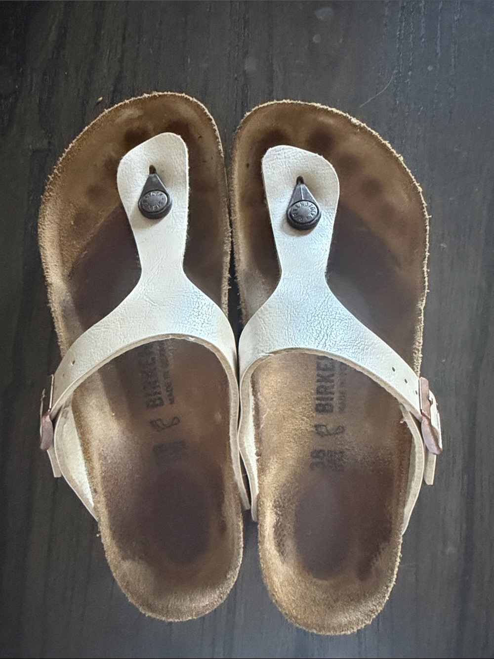 Birkenstock Champagne Leather Toe-Post Sandals - Women's 38